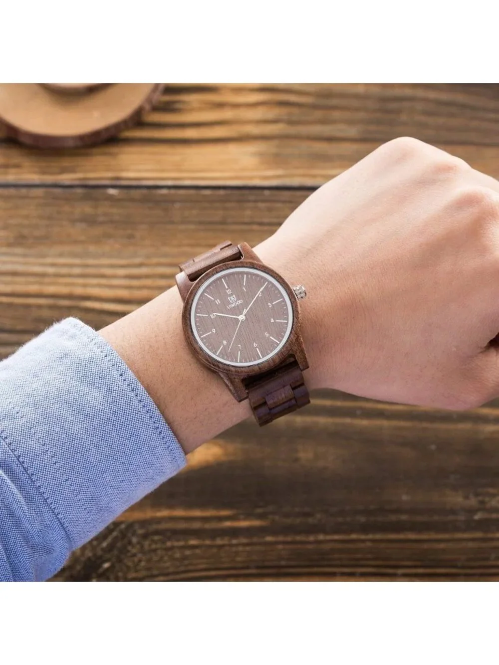 Mens Tan Brown Analog Unisex Natural Handmade Adjustable Waterproof Wooden Watch